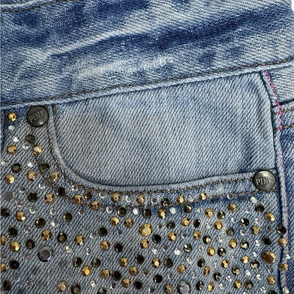 Pink Victoria’s scret.Blue and Silver Jean Shorts with Rhinestone Embellishments - Picture 7 of 14